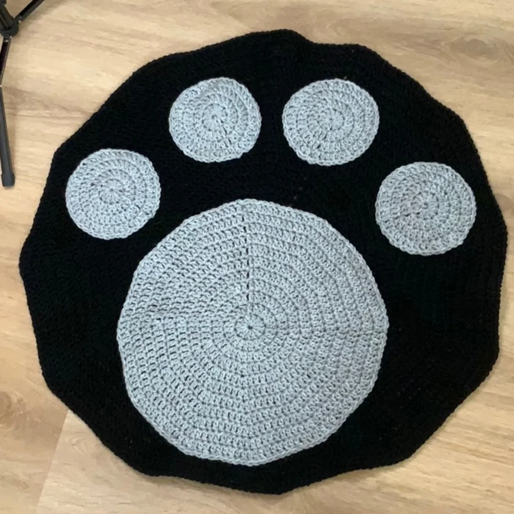 crocheted dog bed